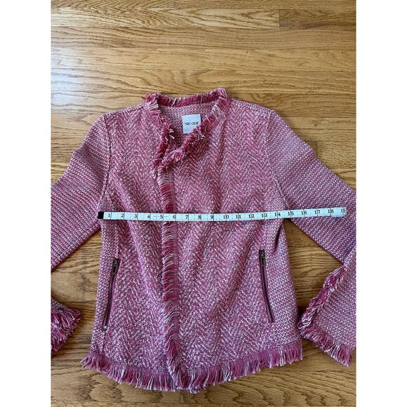 Nic + Zoe Fringe Mix Knit Dusty Rose Blazer Jacket - Small Petite - Picture 8 of 13